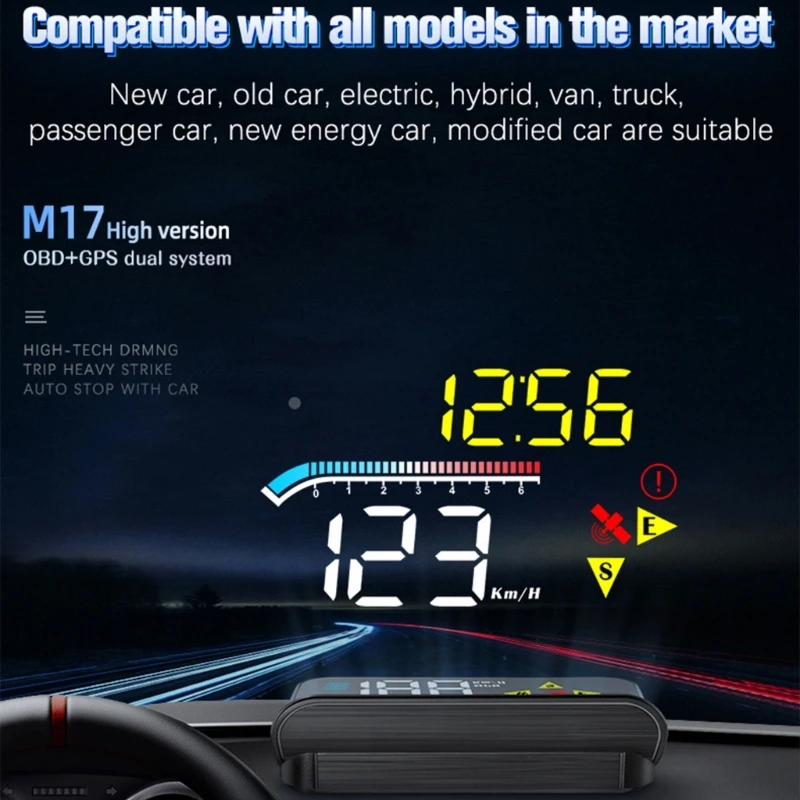 

M17 Car HUD Speedometer Digital Alarm Reminder Meter Electronics Diagnostic Tool drop shipping