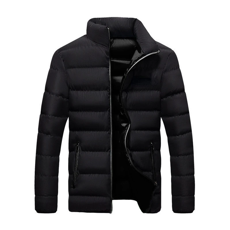 Thick Men New Warm Parka Jackets Winter Casual Men's Outwear Coats Solid Stand Collar Male Windbreak Cotton Padded Down Jacket