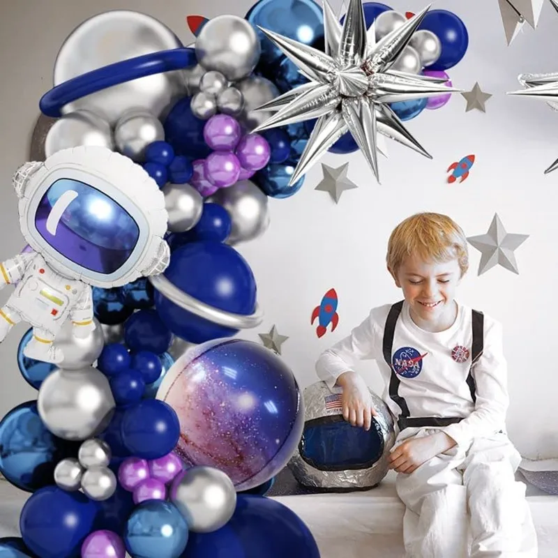 139pcs Space Balloons Garland Arch Kit With Galaxy Astronaut Foil Ballon for Boys Kids Themed Birthday Party Decorations - купить по