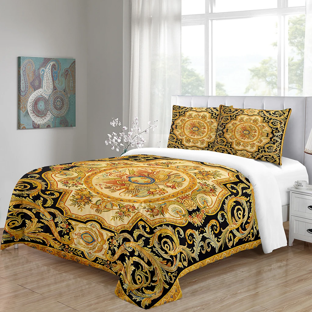 

Luxury Gold Black Design Boho Print King Queen Twin Full Bedding Sets Single Double Bed Duvet Cover Set and 2 pcs Pillow cover