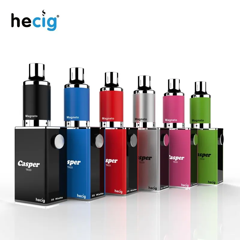 

Hecig Wax&Dry Herb Vaporizer Casper Trio Vaporizing Box Mod Electronic Cigarette Vape Kit 1000mAh Battery