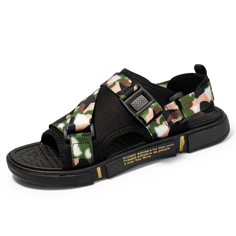 

P81 New Style Sandals Beach Shoes Men's Summer New Flat Bottom Buckle Sandals Home Shoes Comfortable Wear-resistant Tide Shoes