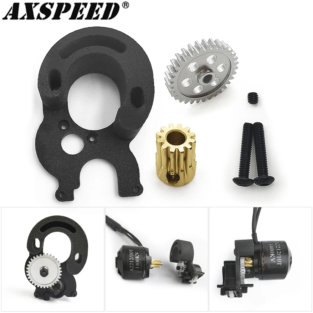 AXSPEED-Juego de cepillado a sin escobillas para Axial SCX24 90081 AXI00001 002 004 005 006 1:24 RC Crawler Car Motor Gear Mount Parts