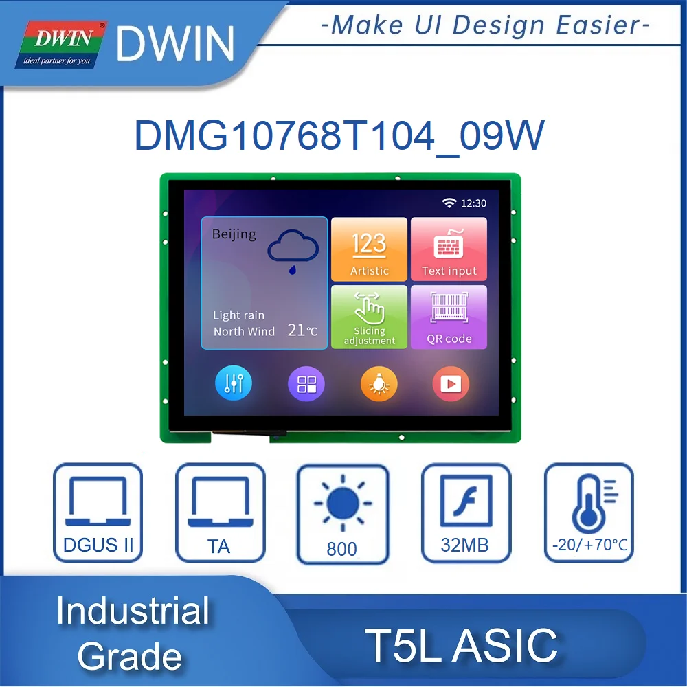 

DWIN T5L UART IPS-TFT-LCD Monitor Module 10.4 Inch Touch HMI Display Industrial Grade 16.7M Colors TTL &RS232 Interface
