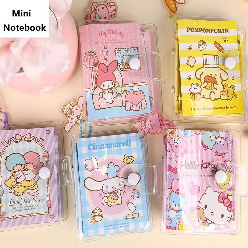 

Kawaii Sanrio Notebook Hello Kittys Kuromi mymelody Cinnamoroll Portable mini keychain cartoon pocket mini book Gift for Girls