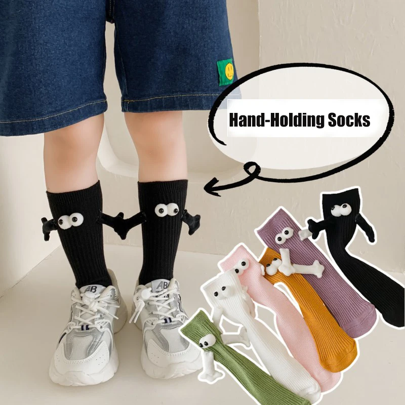 

4Pairs Club Celebrity Couple Socks Ins Fashion Funny Creative Magnetic Attraction Hands Black White Cartoon Eyes Couples Socks