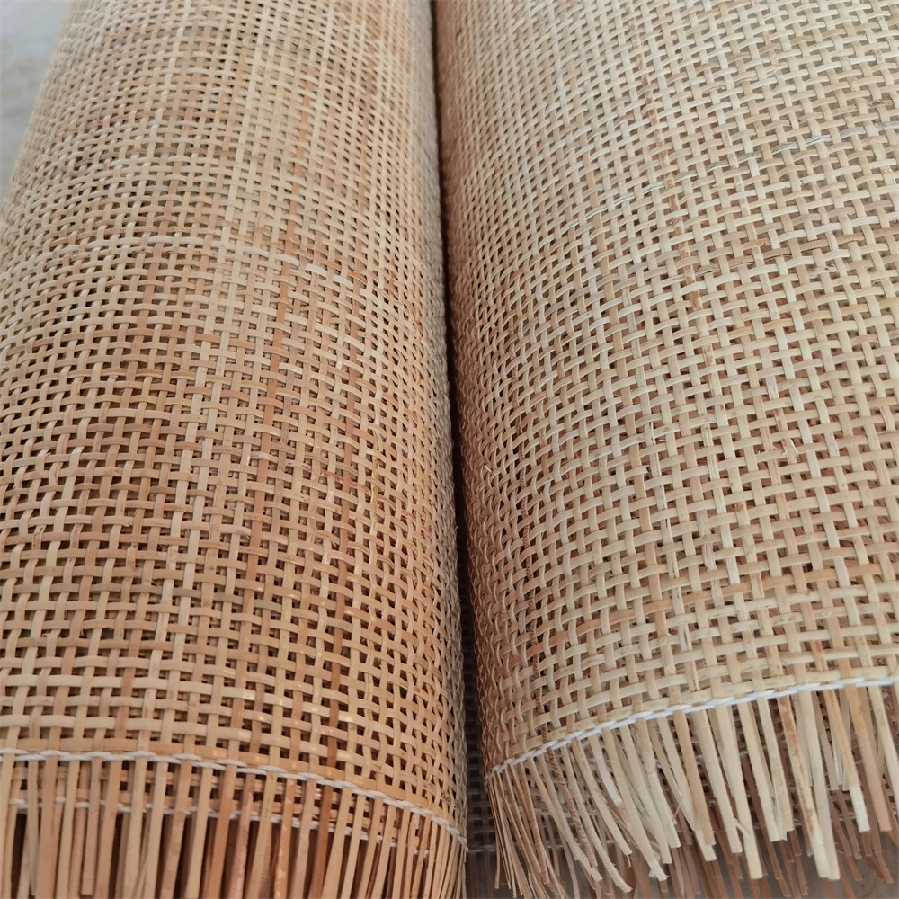 100cm Wide 2.0mm Checkered Natural Cane Webbing Roll Real Indonesian Rattan Sheets Furniture Bedside Table Materials
