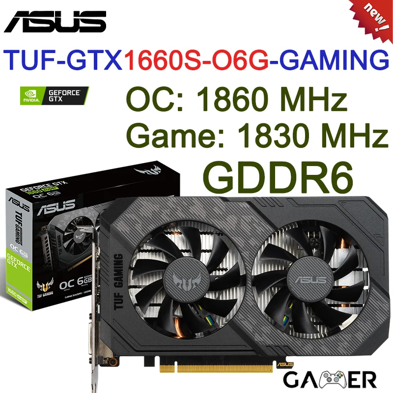 

ASUS TUF GTX1660TI 6G EVO GAMING GTX1660S O6G Graphics Cards GDDR6 14000MHz 192bit Mining Placa-mãe GPU Desktop Video Card New