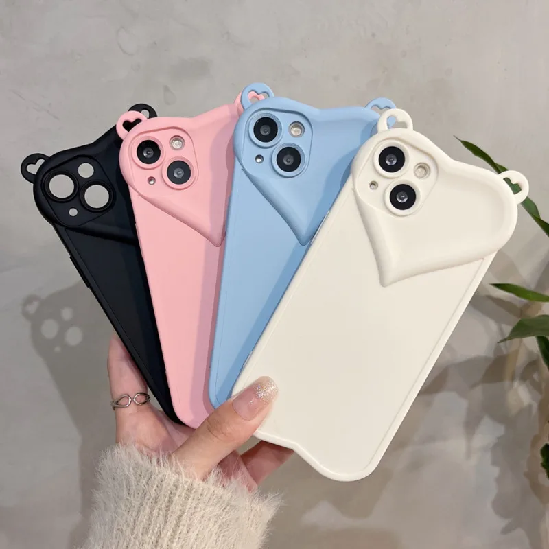 

Candy Cute Fashion Cover for iPhone 13 12 11 Pro Max XS X XR 7 8 Plus SE2020 Coque Love Heart Pattern Etui Shockproof Slim Fit