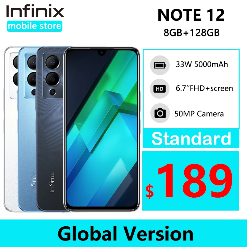 

New Global Version infinix NOTE 12 G96 8GB 128GB Smartphone 50MP Camera Gaming Processor 6.7" FHD+ AMOLED Display Mobile