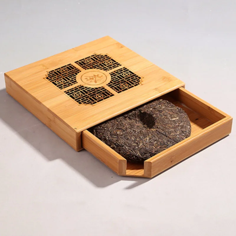 Gift Packaging Puer Tea Box Health Care Eco-friendly Tea Set Bamboo Tray Carving Wholesale