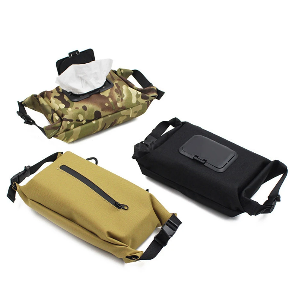 

Outdoor Wet Tissue Box Water Resistant Hanging Portable Tissue Bag Camping Multifunctional Canvas Wipe Dispenser Storage Holder