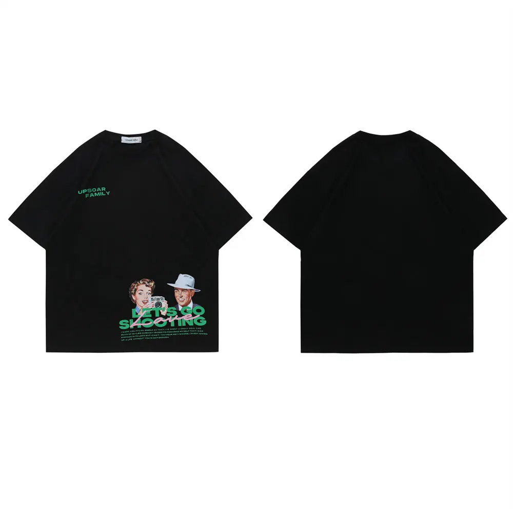 Футболка мужская оверсайз с круглым вырезом модный топ принтом хлопковая