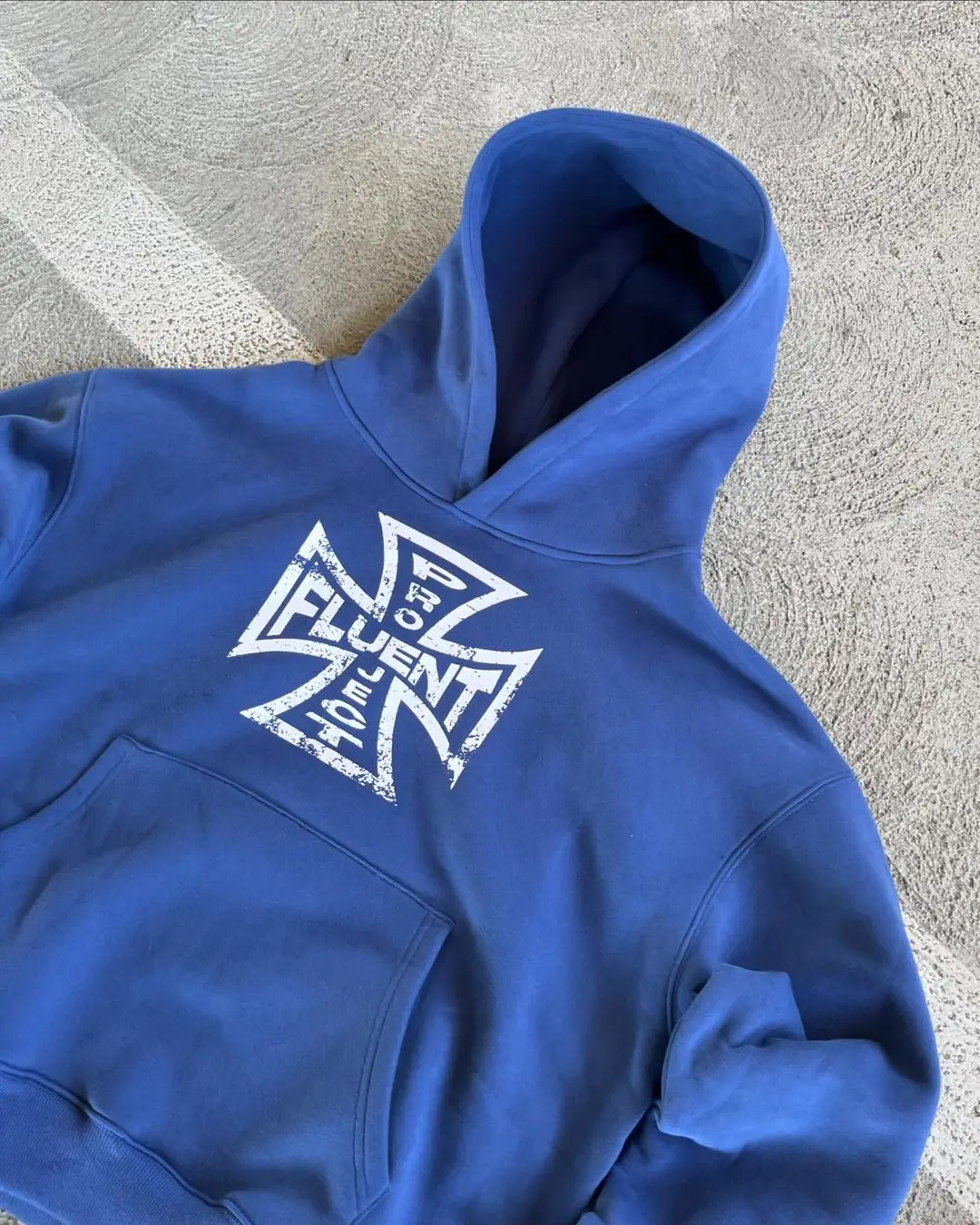 Мужская винтажная толстовка с капюшоном голубая Толстовка в стиле Харадзюку