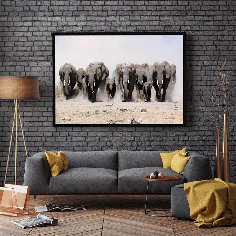 

Unframed Wild Animals Poster 60x40cm Canvas Animal Elephant Squirrel Wall Art Picture Modern Painting for Kid Bedroom Decoration
