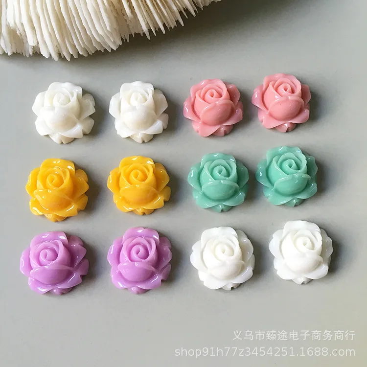 

10pcs cream rose camellia flower petals Resin Flower Crafts For DIY Jewelry Making Accessories