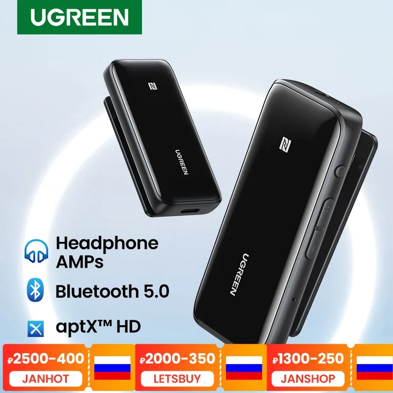  Беспроводной Bluetooth 5,0 приемник UGREEN, ЦАП USB 3,5 мм, усилитель для наушников NFC aptX LL aptX HD QCC3034, адаптер Bluetooth 5,0 