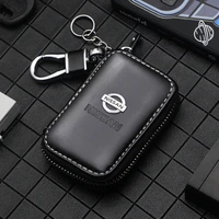 business leather car key case zipper keychain wallets general keyring bag accessories for nissan qashqai j11 patrol juke navara