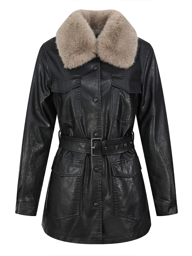 Новинка Демисезонная женская куртка Lagabogy из искусственной кожи дизайнерское