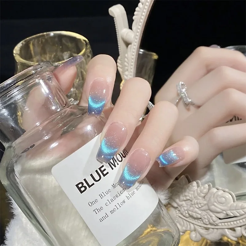 

Новые стильные летние квадратные накладные ногти "кошачий глаз", прижимные наклейки, чистый ручной работы, индивидуальный дизайн, блестящие...