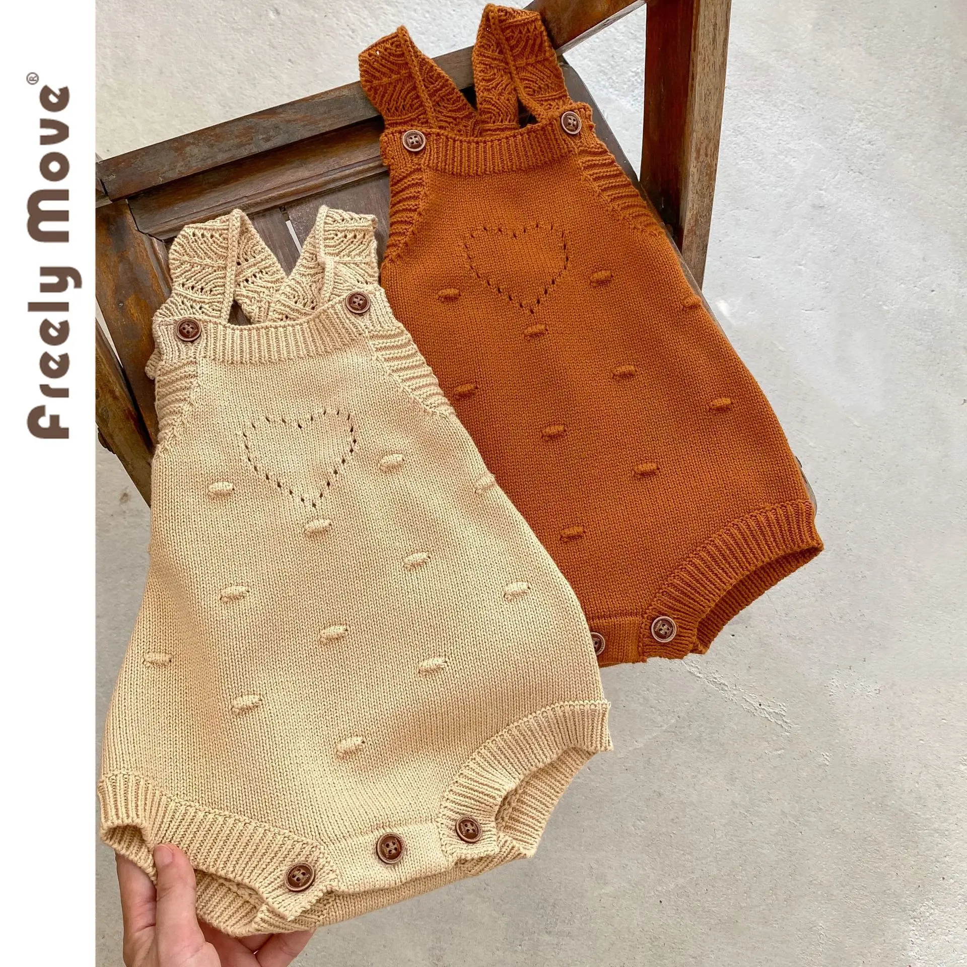 

Freely Move Autumn Playsuit Jumpsuit Newborn Infant Baby Girls Rompers for Kids 2023 Knitted Sleeveless Solid Baby Clothing
