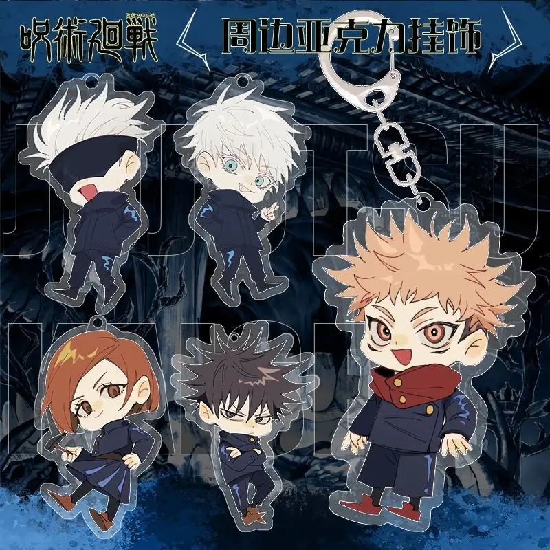 

Jujutsu Kaisen Kawaii Anime Keychain Women Gojo Satoru Fushiguro Megumi Acrylic Key Chain Man Bag Pendant Ornament Accesorios