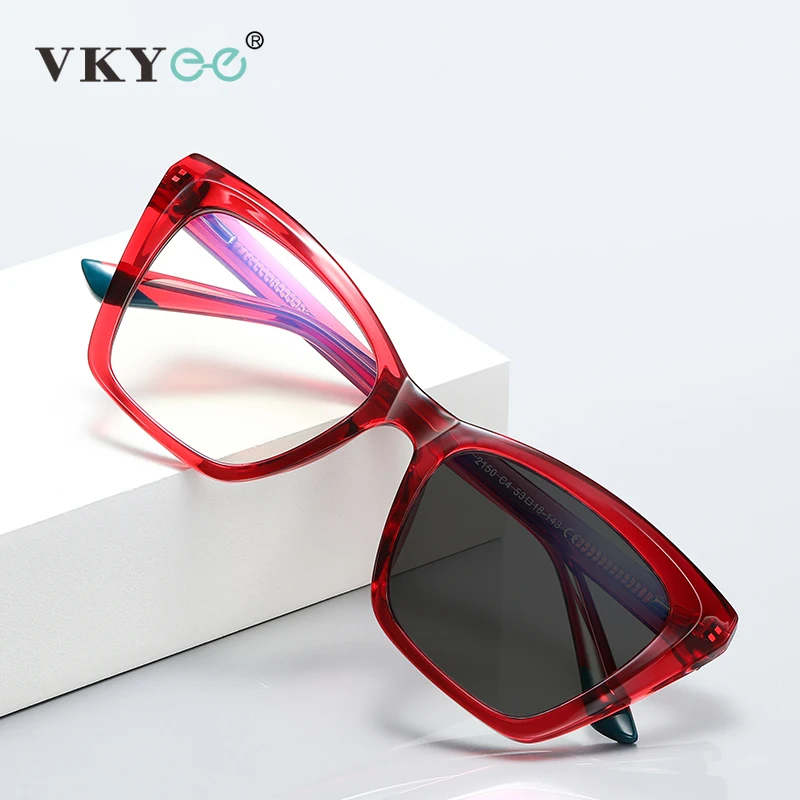

Женские модные очки для чтения VKYEE, разноцветные фотохромные очки с защитой от синего спектра, при близорукости, гиперметропии, по рецепту PFD2150