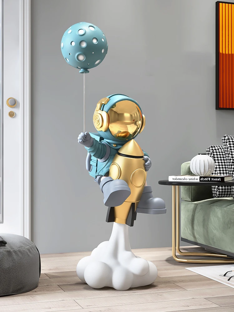 Escultura de astronauta en forma de globo para decoración del hogar, estatua de suelo grande de 95CM, accesorios de decoración para sala de estar, armario de TV, estatuilla