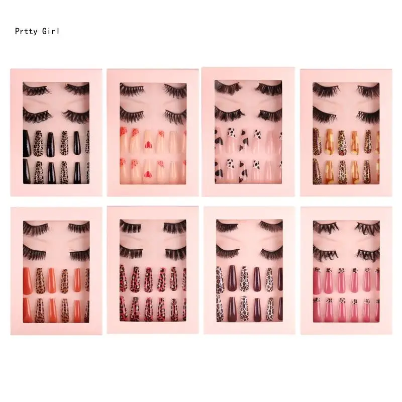 

Press on Nails Coffin Fake Nails Full Cover False Nails Wispy Fake Eyelashes Strip Natural Look False Eyelashes Makeup D2TA