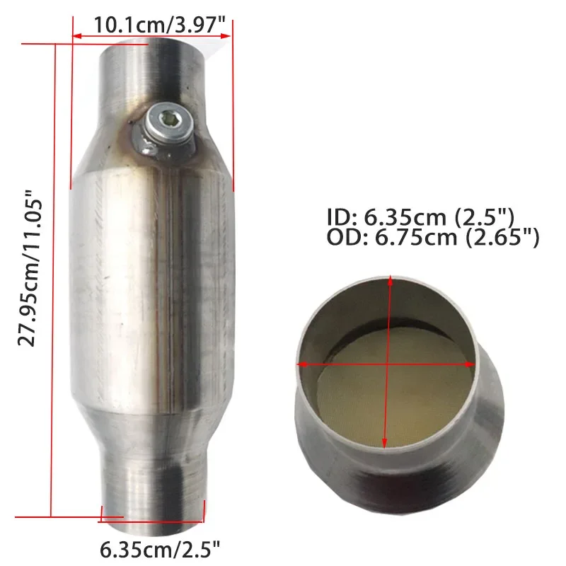 

Универсальный автомобильный каталитический нейтрализатор 2 дюйма, 2,25 дюйма, 2,5 дюйма, 3 дюйма, 400 ячеек, катализатор с высоким расходом, евро1, круглая нержавеющая сталь
