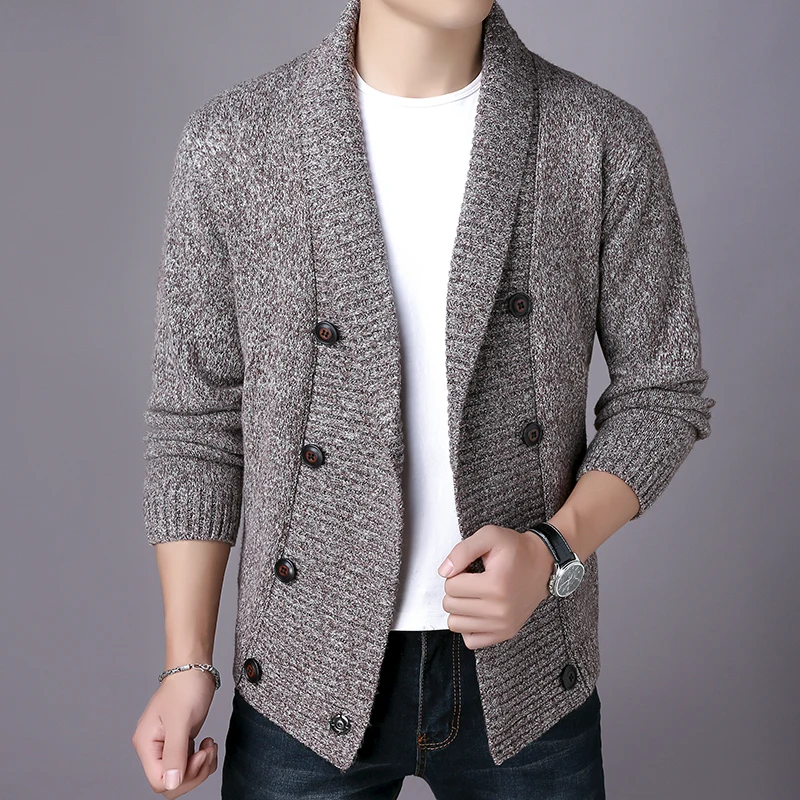 Spring Sweater Men Cardigan Slim Fit Casual Korean V-neck Double-breasted Cardigan Sweater Men's Knit Winter Coats Mens Jacket