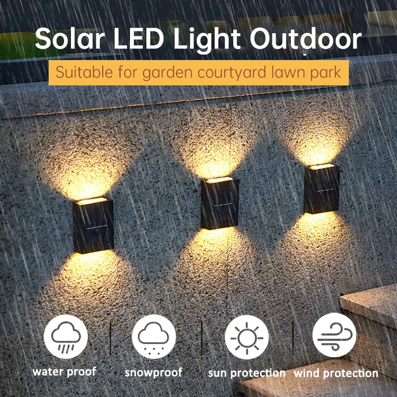 Solar LED Outdoor Light Solar Lighting Sensor Lamp Streetlights Exterior Garden Decoration Garland Waterproof Solar Wall Light