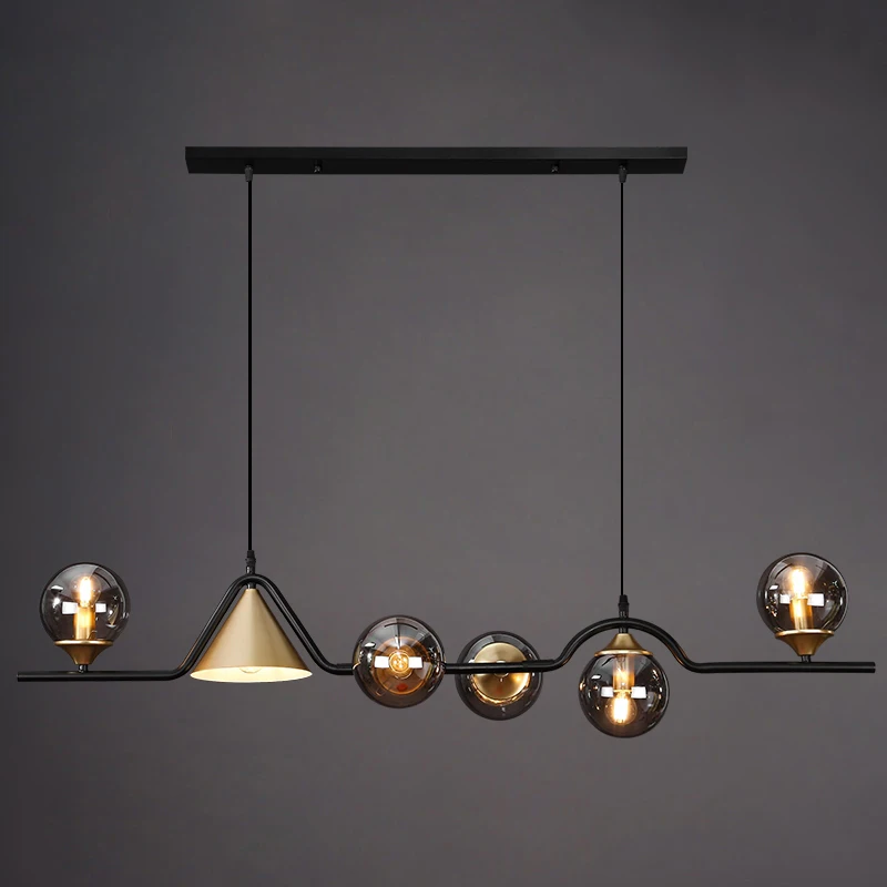 

Artpad Black Pendant Lamps Dining Room Modern Glass Ball Bedroom Living Room Decoration 4/5/6 Heads Hanging Lights Indoor E27