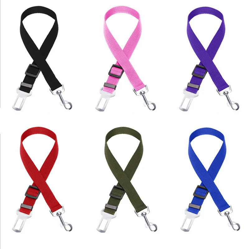 

Hot Sale 6 Colors Cat Dog Car Safety Seat Belt Harness Adjustable Pet Puppy Pup Hound Vehicle Seatbelt Lead Leash for Dogs DH98