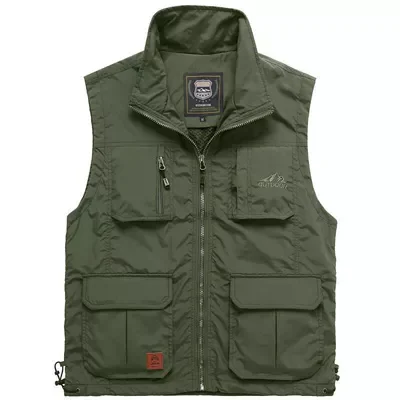 

NEW IN Mens Vests Quick Dry Breathable Multi Pocket Mesh Vest Sleeveless Jackets Man Outwear Fishing Waistcoats Brand Clothing