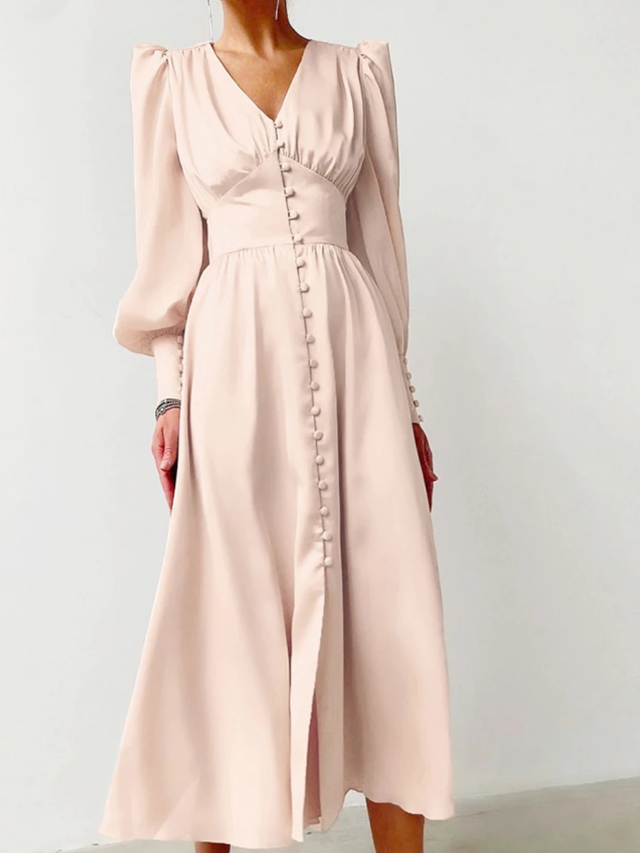 Bornladies осенне-зимнее женское платье с v-образным вырезом на талии атласное