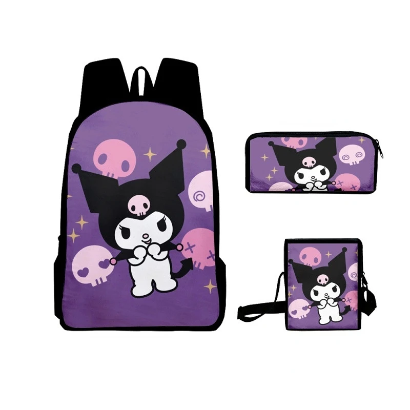

Bandai Kuromi Anime Schoolbag Shoulder Bag Pencil Case Set Two-dimensional Surrounding Sweet Japanese Style Cute Backpack