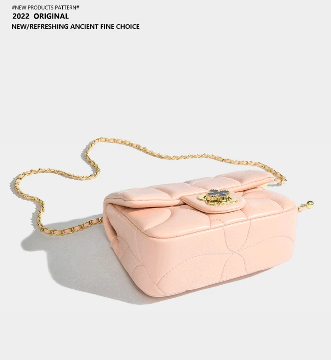 Elmsk 2022 Fashion French Vintage Square Single Shoulder Bag Office Lady Elegant Chain Texture Leather Messenger Bag Women