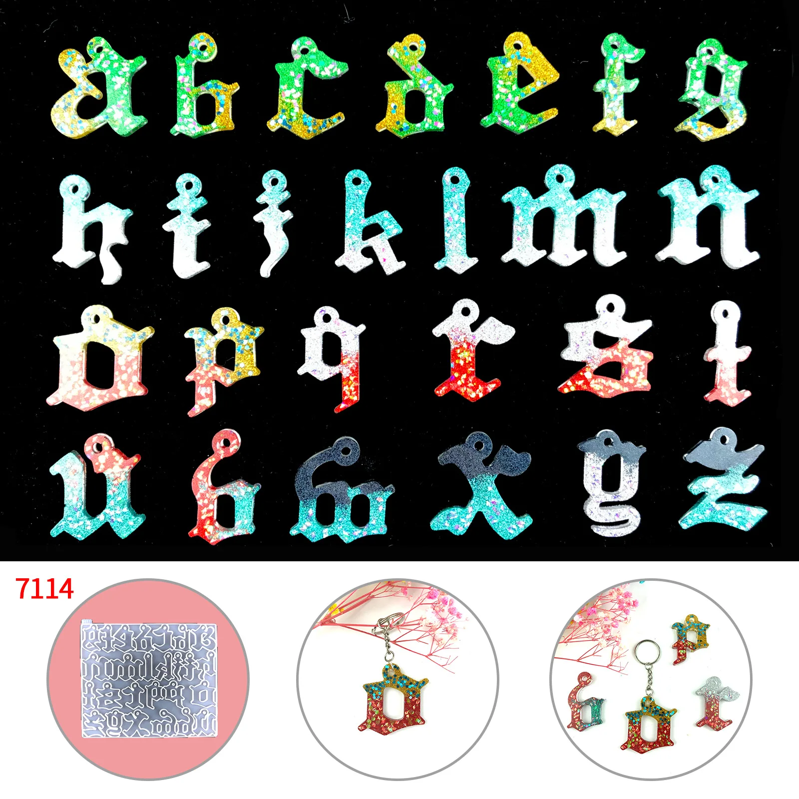

DIY Letter Pendant Letter Key Pendant Decorative Silicone Mould Alphabet Keychain Crystal Epoxy Resin Mold