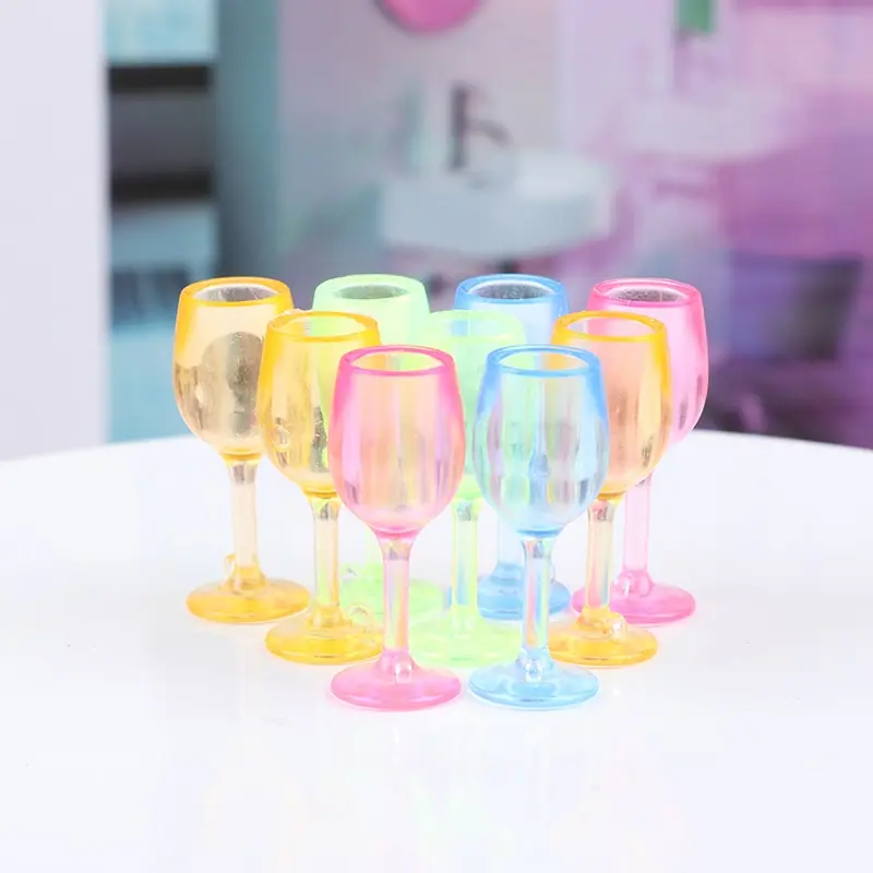 

5Pcs 15*10mm 1:12 Doll Houses Colorful Wine Glass Cup Goblet Bar Drinking Miniature Doll Kitchen Accessories [Random Color]