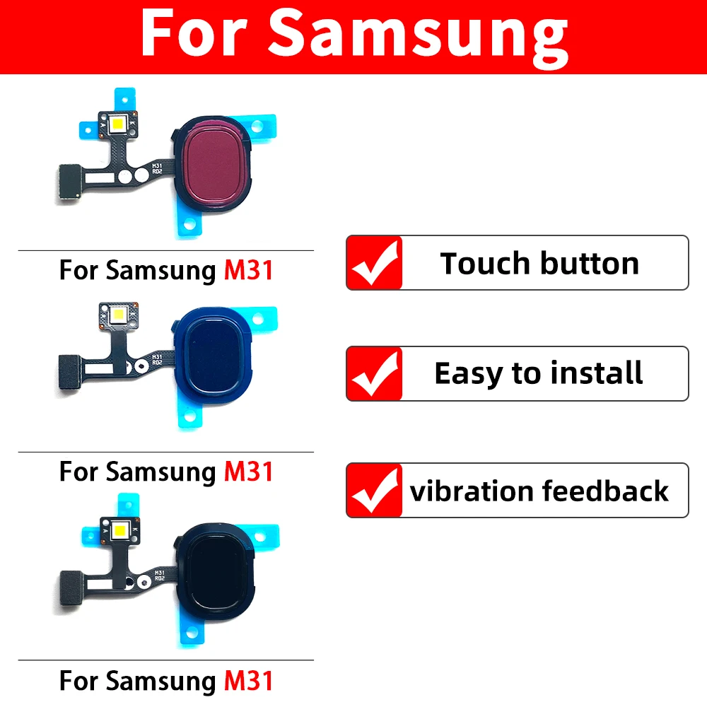 Кабель-шлейф с кнопкой Home и датчиком отпечатков пальцев Touch ID для Samsung M31, M31S, M51, M62, M14, M23 5G (запчасти для телефонов) (art.: 3920da75fce14) - 3920da75fce14