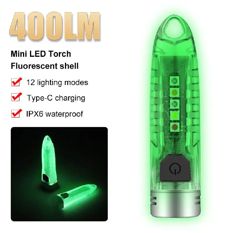 

Mini Flashlight LED Multi-function Keychain Flashlight Waterproof Magnetic Warning Camping Torch Light Portable Powerful Light