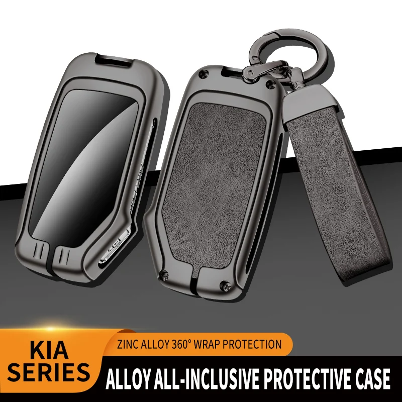 

2021 2023 New Zinc Alloy Leather TPU Car Smart Remote Key Bag For Kia K3 K5 KX3 KX1 KX5 Sportage Carnival Accessories