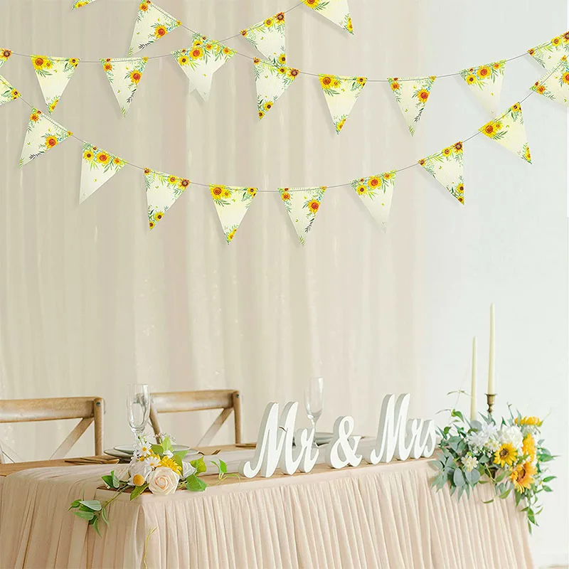 

Paper Sunflower Triangle Flag Banner Fall Party Autumn Sun Flower Wedding Reception Bridal Shower Streamer Backdrop Decorations