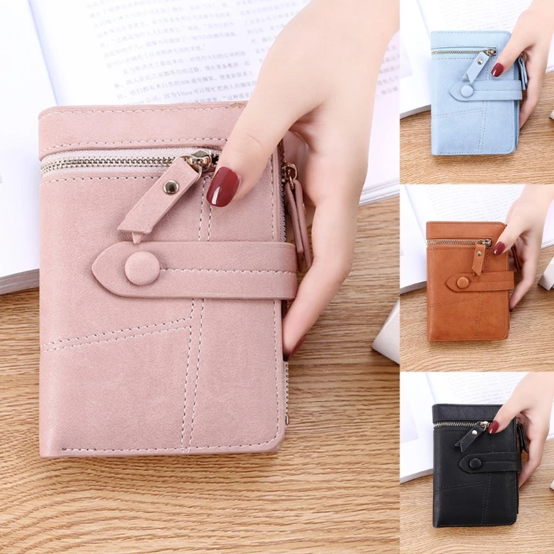 

Кожаный кошелек для кредитных карт, кредитница на застежке, визитница, карман для мелочи, сумочка для мелочи для женщин и девушек