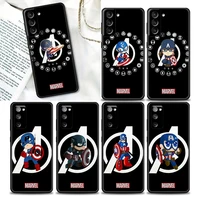 phone case for samsung galaxy s22 s21 s20 fe 5g s7 s8 s9 s10e plus ultra soft silicone case cover marvel cute captain america