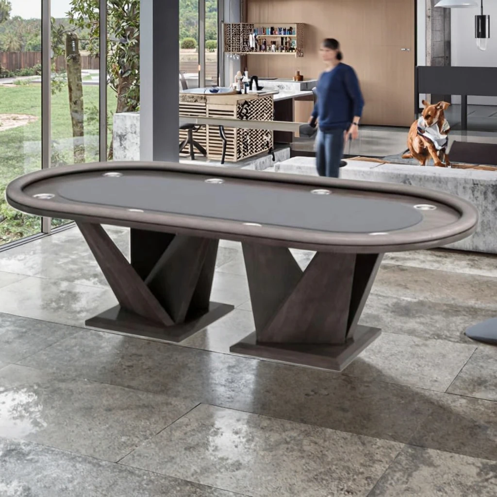 Фото Фабричный заказной стол 2-в-1: бильярдный стол и роскошный стол для техасского покера со складными ножками и чехлом для геймеров. №1
