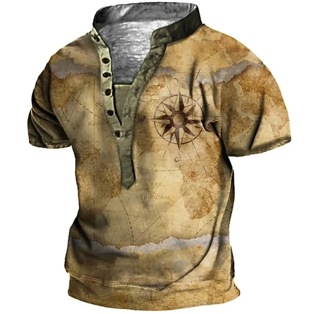 

Футболка мужская оверсайз с коротким рукавом, винтажная рубашка с 3D-принтом корабля, с навигацией, одежда в стиле панк, уличная одежда