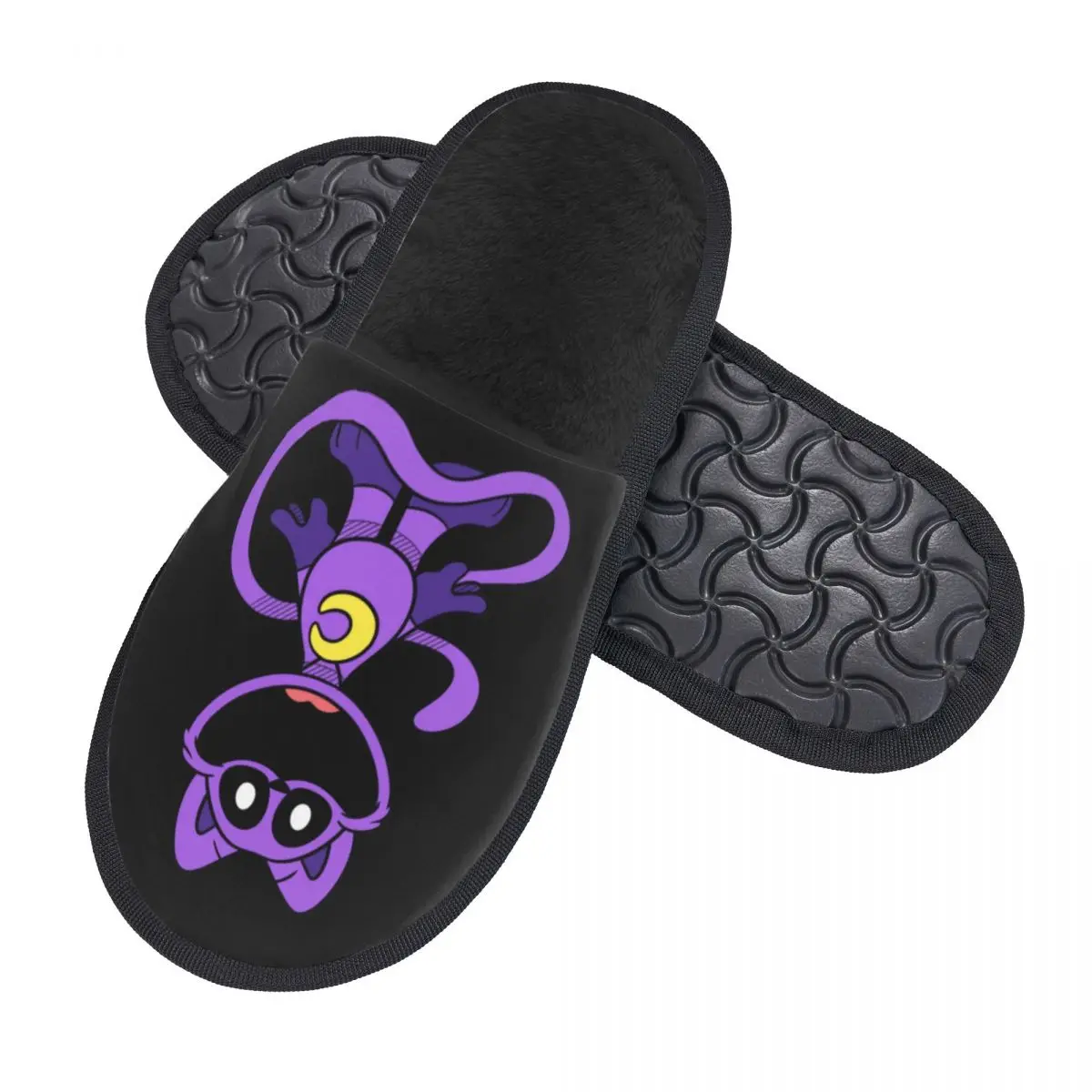 Индивидуальные фиолетовые улыбающиеся тапочки с большим ртом и кошками для спа