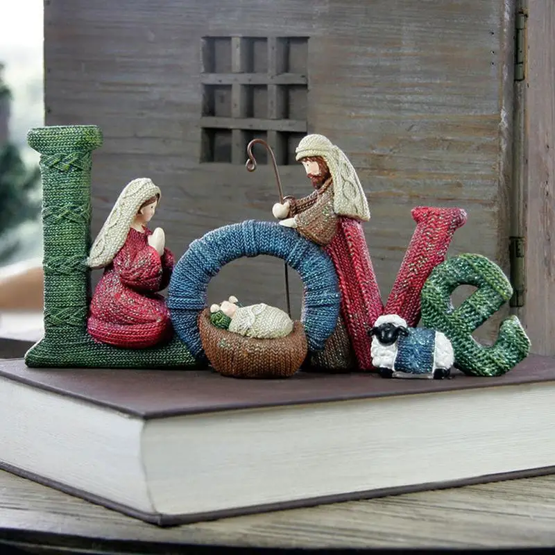 

Рождественская статуя рождественского Рождества, статуя из смолы, ремесло, любовь, семья, Христос, орнамент, подарок, католический Рождеств...